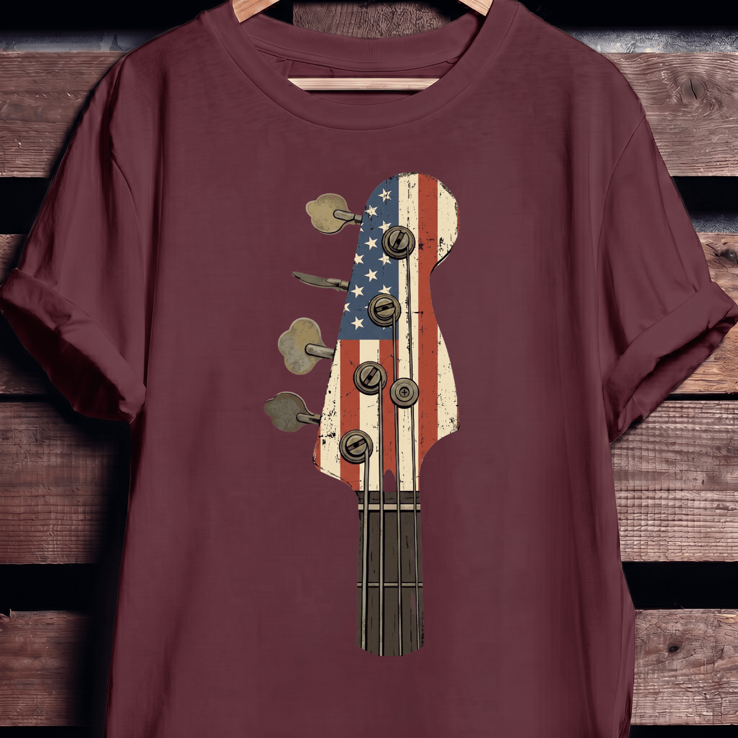 American Flag Bass Guitar Tee - The Music Frontiers