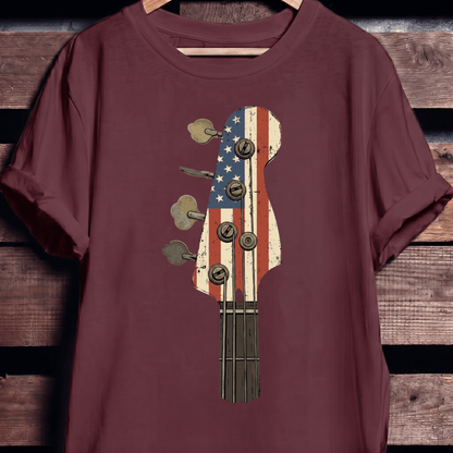 American Flag Bass Guitar Tee - The Music Frontiers