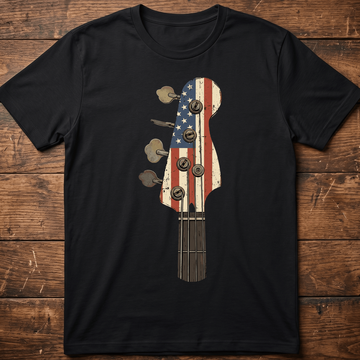 American Flag Bass Guitar Tee - The Music Frontiers