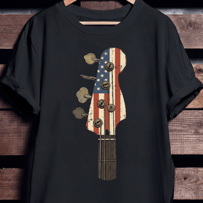 American Flag Bass Guitar Tee - The Music Frontiers