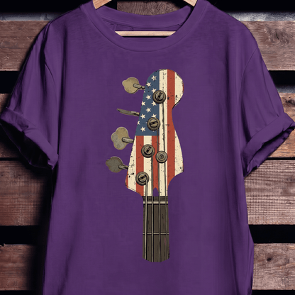 American Flag Bass Guitar Tee - The Music Frontiers