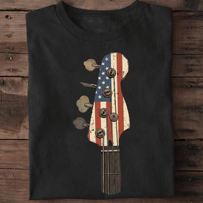 American Flag Bass Guitar Tee - The Music Frontiers