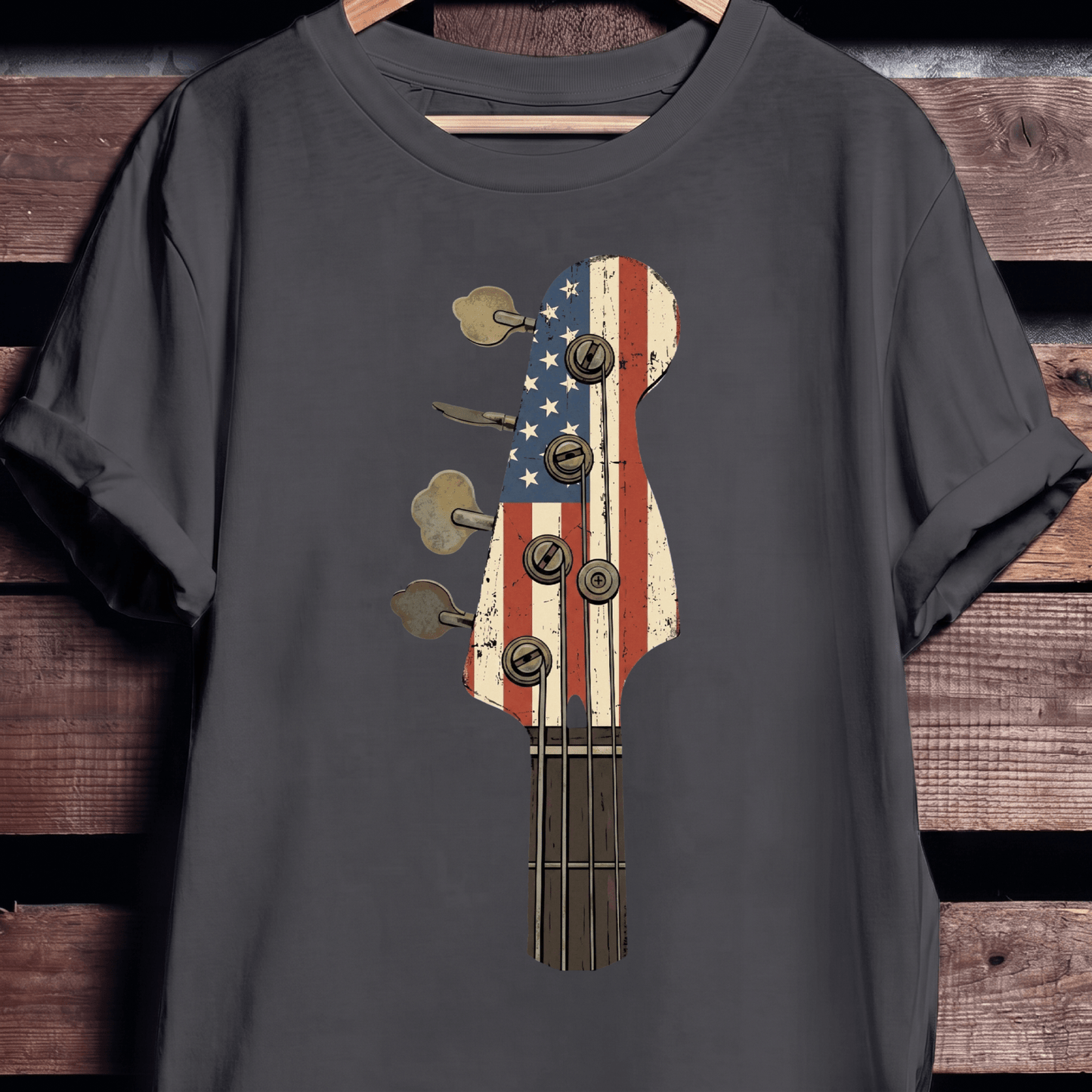 American Flag Bass Guitar Tee - The Music Frontiers