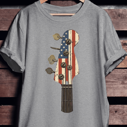 American Flag Bass Guitar Tee - The Music Frontiers