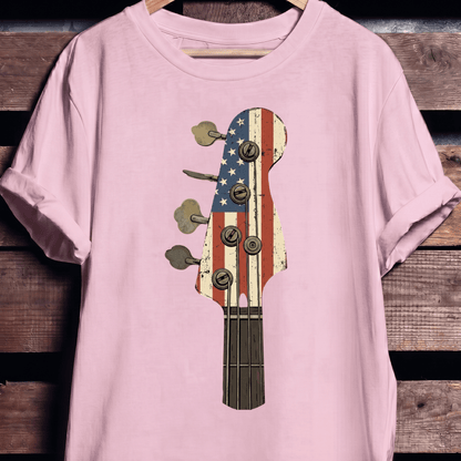 American Flag Bass Guitar Tee - The Music Frontiers