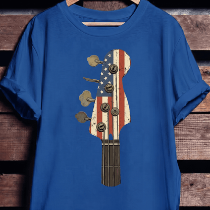 American Flag Bass Guitar Tee - The Music Frontiers