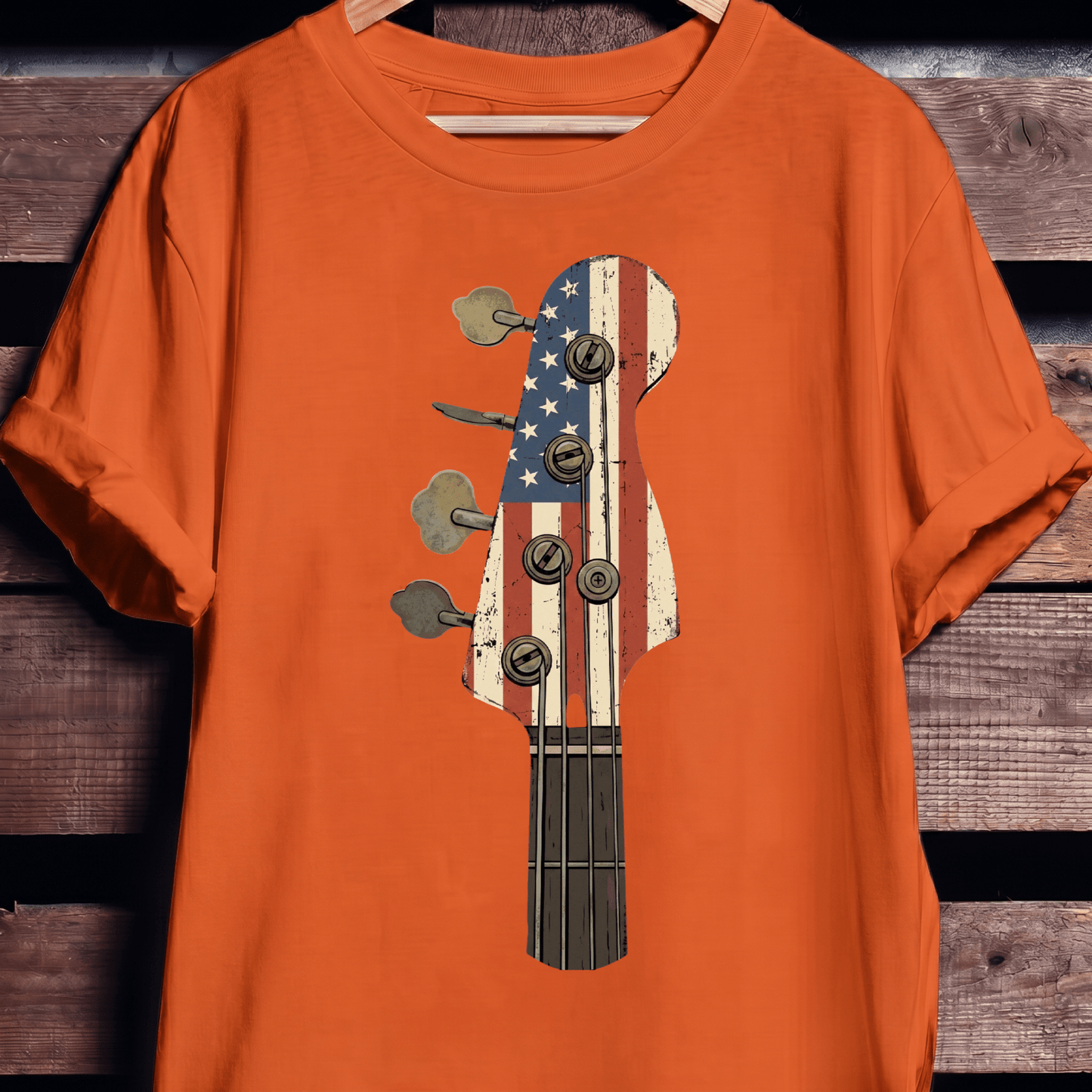 American Flag Bass Guitar Tee - The Music Frontiers