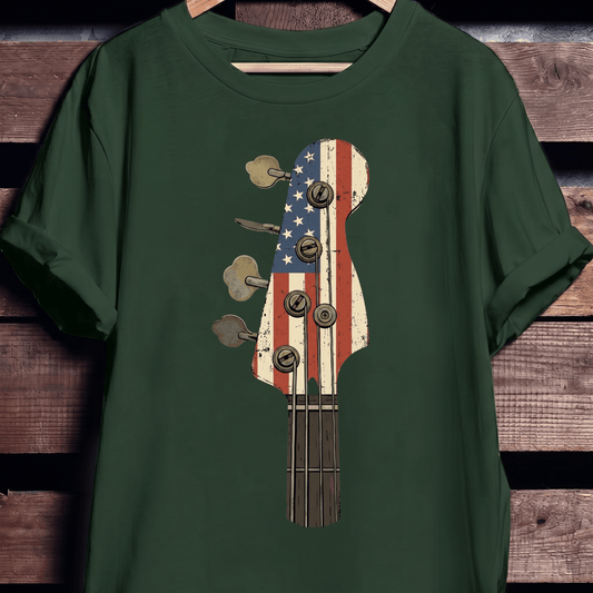 American Flag Bass Guitar Tee - The Music Frontiers