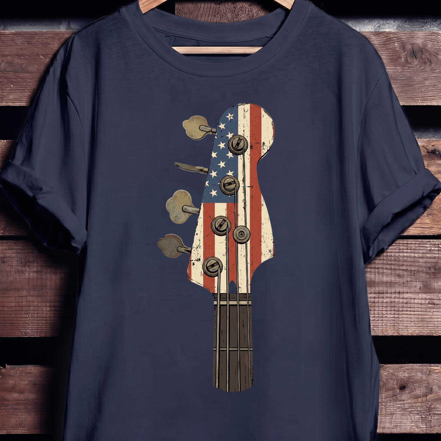 American Flag Bass Guitar Tee - The Music Frontiers