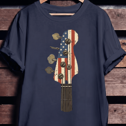 American Flag Bass Guitar Tee - The Music Frontiers