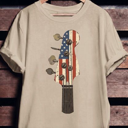 American Flag Bass Guitar Tee - The Music Frontiers