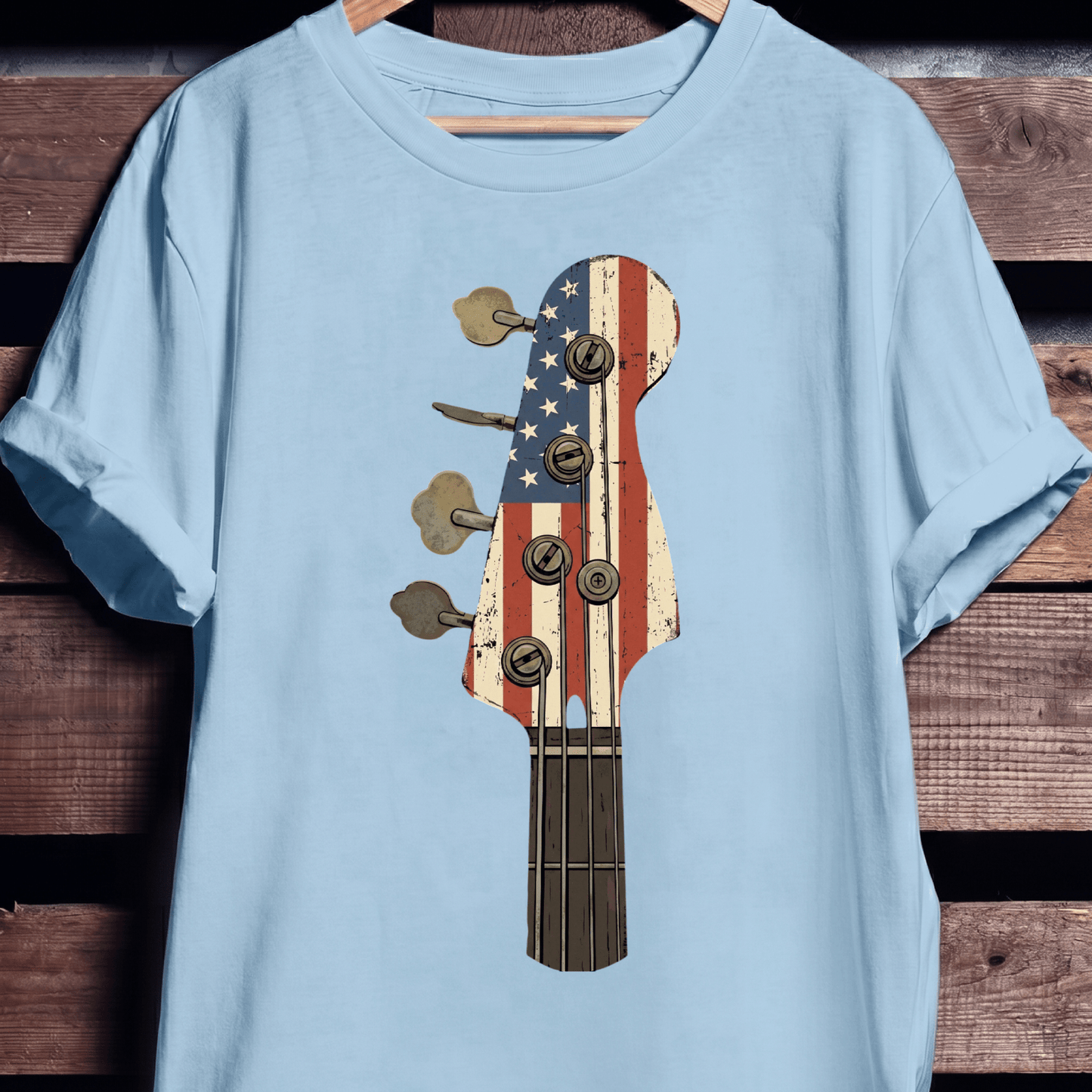 American Flag Bass Guitar Tee - The Music Frontiers
