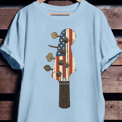 American Flag Bass Guitar Tee - The Music Frontiers