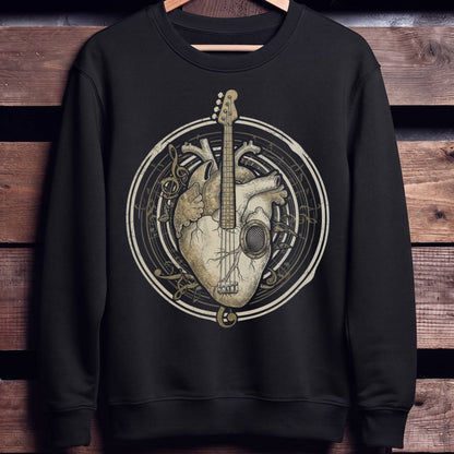 Anatomical Heart Bass Guitar Tee - Unisex Standard Crew Neck Sweatshirt