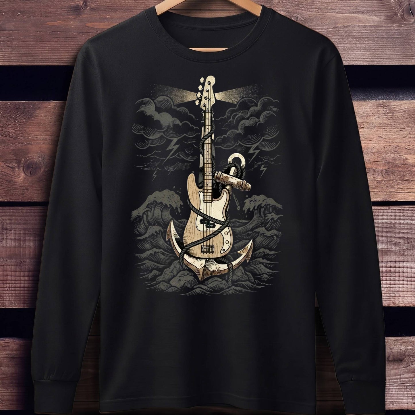 Anchor Storm Bass Guitar Tee - Unisex Standard Long Sleeve
