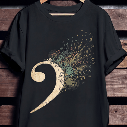 Artistic Bass Clef Graphic T-Shirt - The Music Frontiers