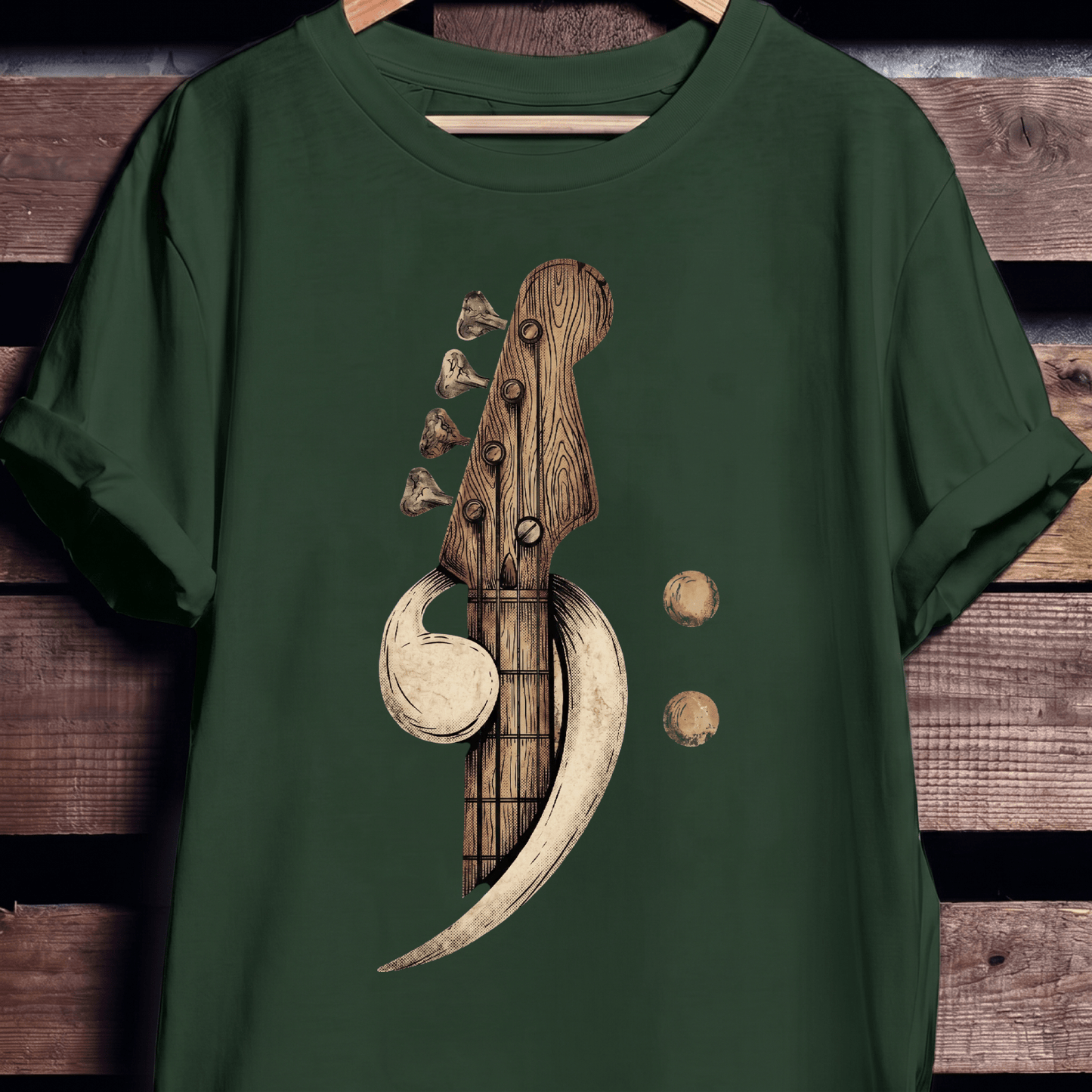 Artistic Wood Bass Clef Tee - The Music Frontiers
