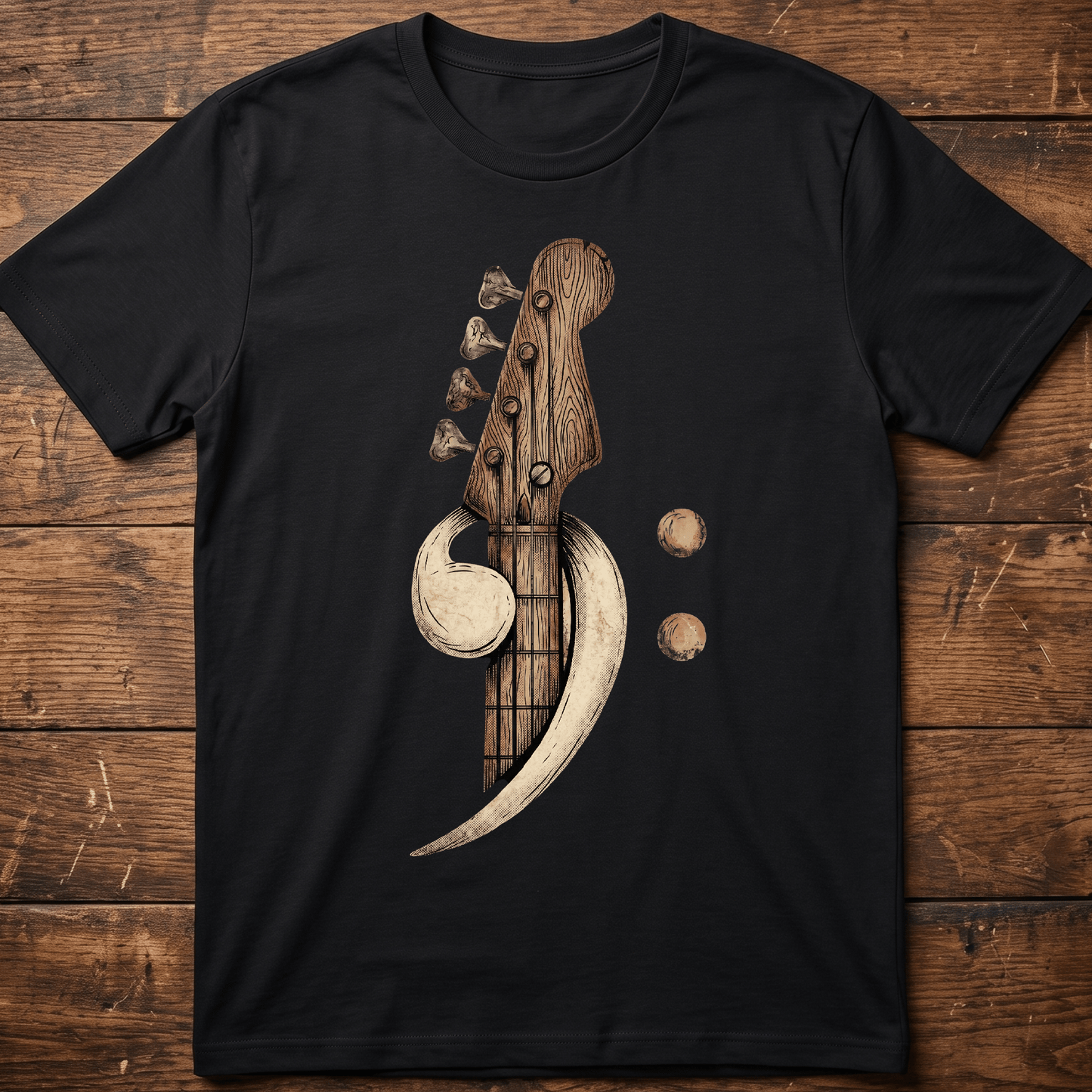 Artistic Wood Bass Clef Tee - The Music Frontiers