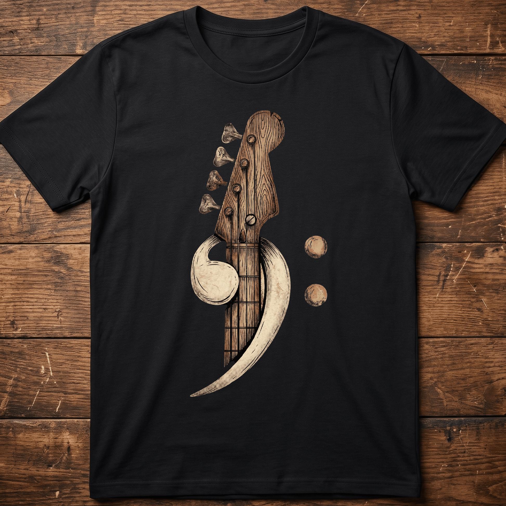 Artistic Wood Bass Clef Tee - The Music Frontiers