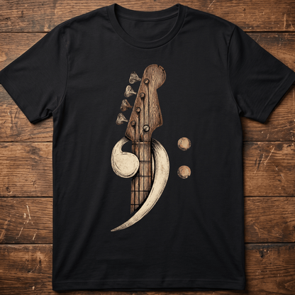 Artistic Wood Bass Clef Tee - The Music Frontiers