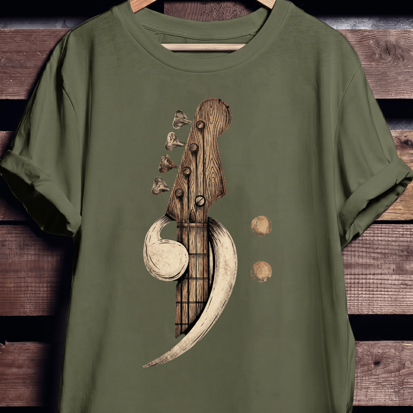 Artistic Wood Bass Clef Tee - The Music Frontiers