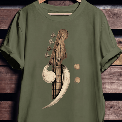 Artistic Wood Bass Clef Tee - The Music Frontiers