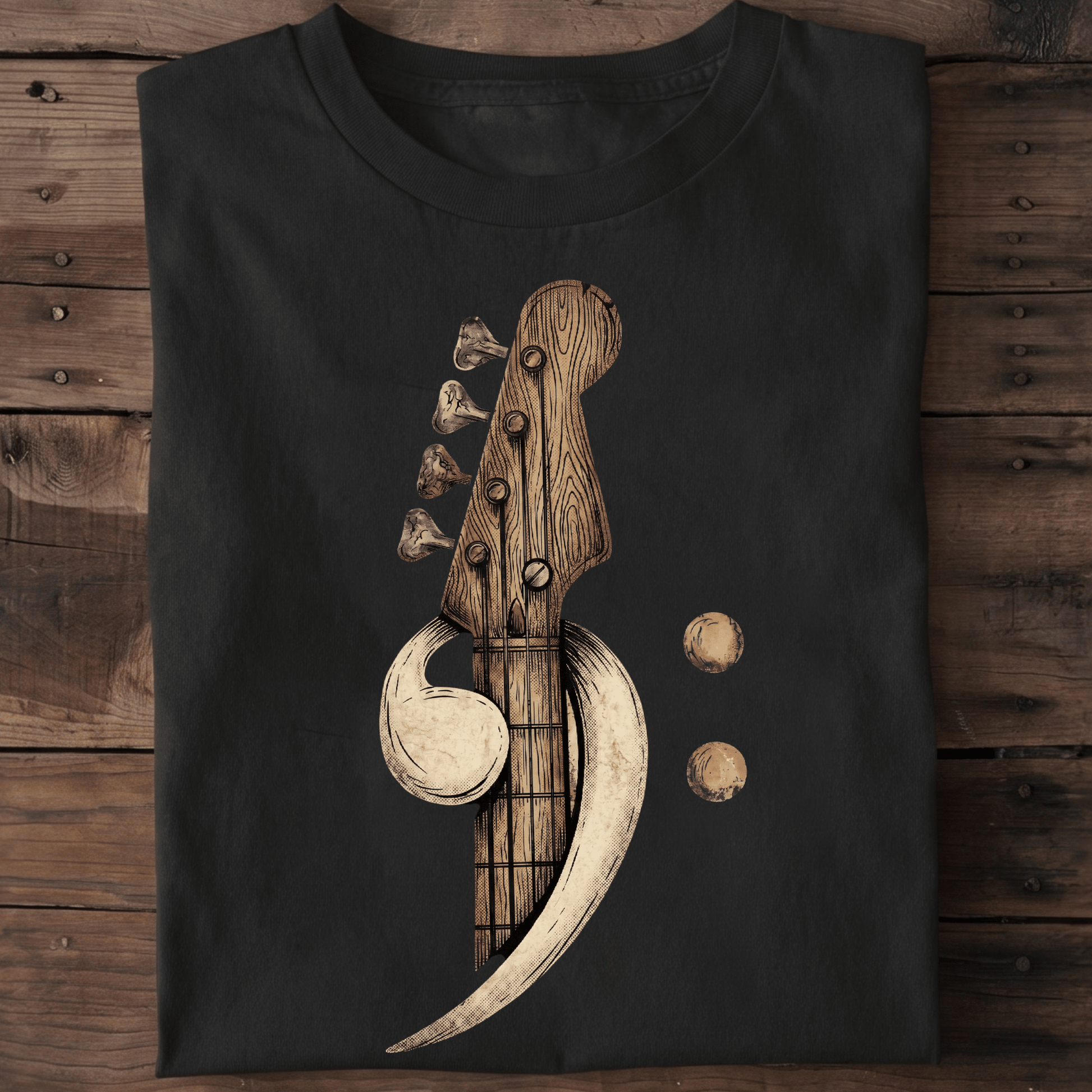 Artistic Wood Bass Clef Tee - The Music Frontiers