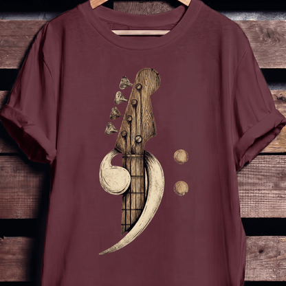 Artistic Wood Bass Clef Tee - The Music Frontiers