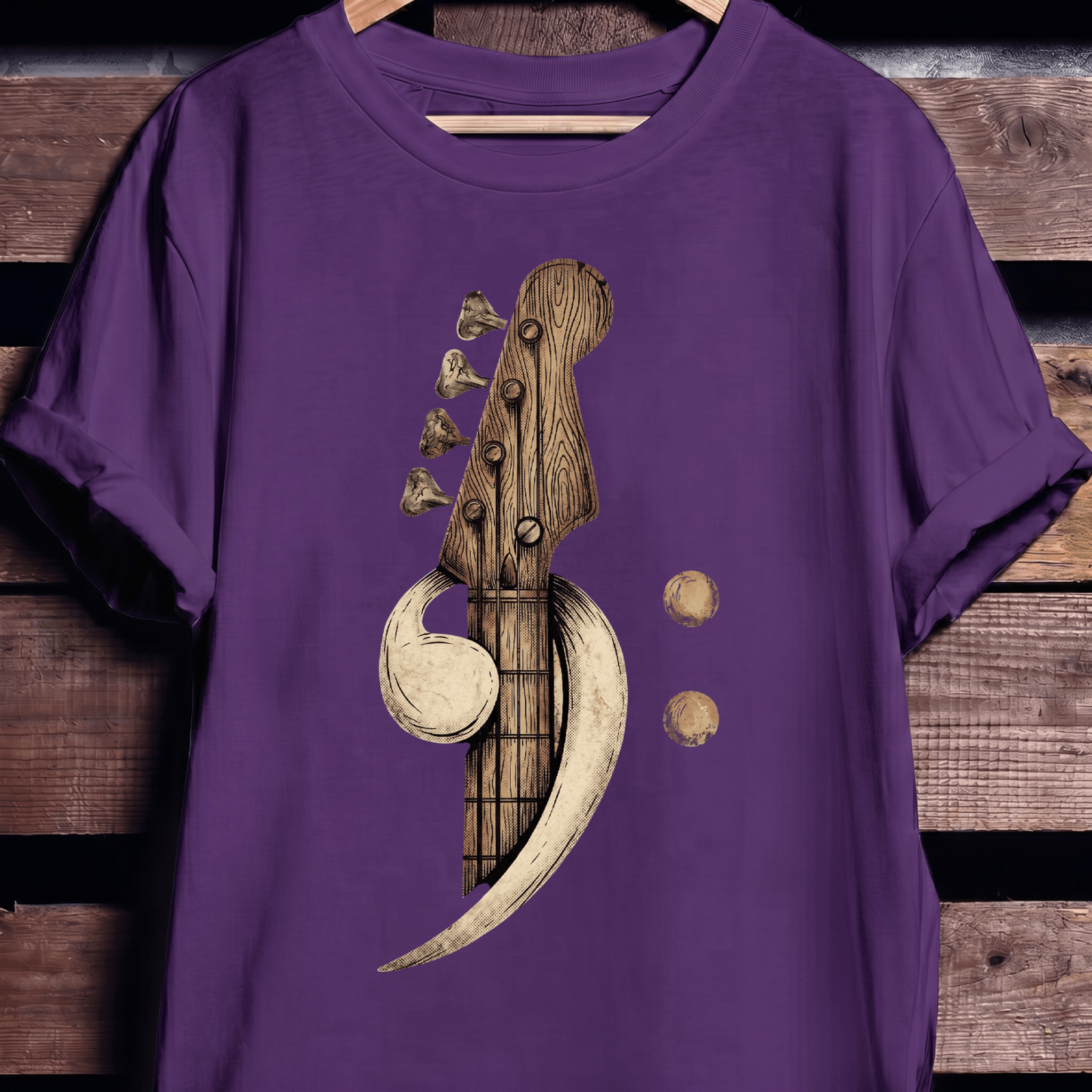 Artistic Wood Bass Clef Tee - The Music Frontiers