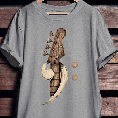 Artistic Wood Bass Clef Tee - The Music Frontiers