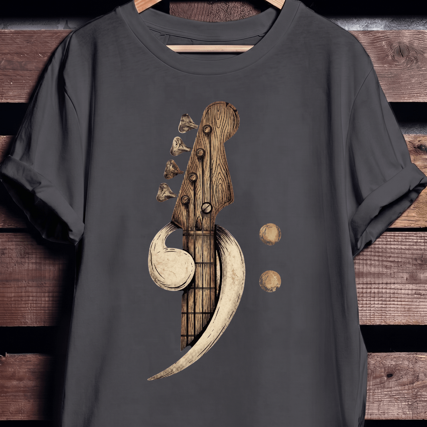 Artistic Wood Bass Clef Tee - The Music Frontiers