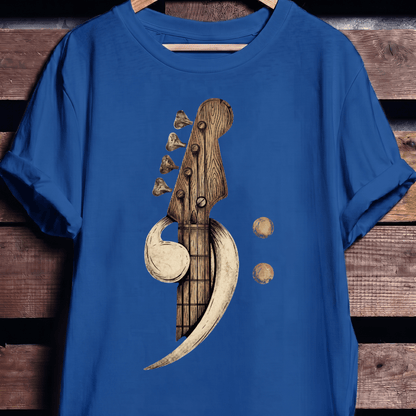 Artistic Wood Bass Clef Tee - The Music Frontiers