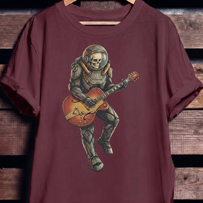 Astronaut Skull Hollowbody Guitar Art Tee - The Music Frontiers