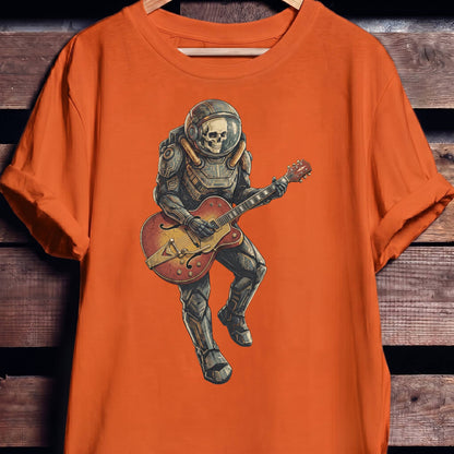 Astronaut Skull Hollowbody Guitar Art Tee - The Music Frontiers