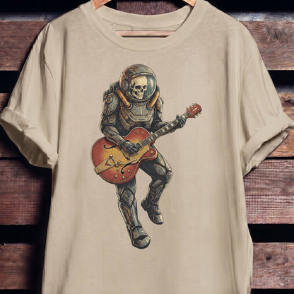 Astronaut Skull Hollowbody Guitar Art Tee - The Music Frontiers