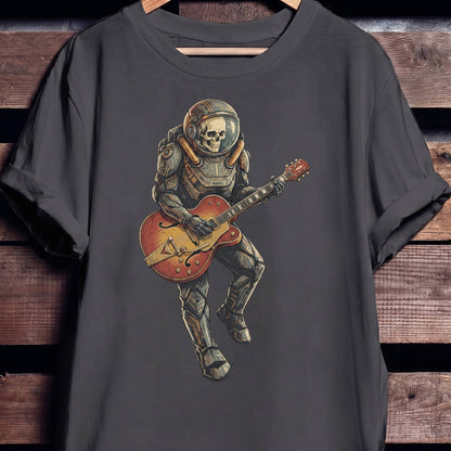 Astronaut Skull Hollowbody Guitar Art Tee - The Music Frontiers