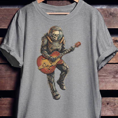 Astronaut Skull Hollowbody Guitar Art Tee - The Music Frontiers