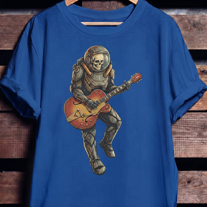 Astronaut Skull Hollowbody Guitar Art Tee - The Music Frontiers