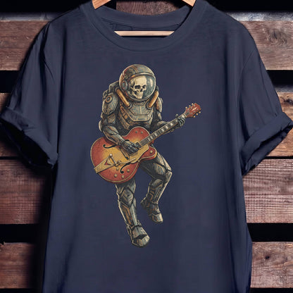 Astronaut Skull Hollowbody Guitar Art Tee - The Music Frontiers