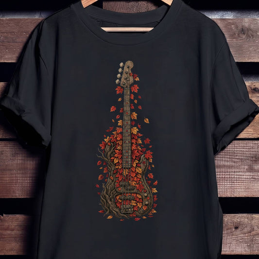 Autumn Maple Leaf Bass Guitar Tee - Unisex Standard T-Shirt