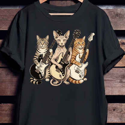Badass Rock Cat Band Tee - Unisex Standard T-Shirt