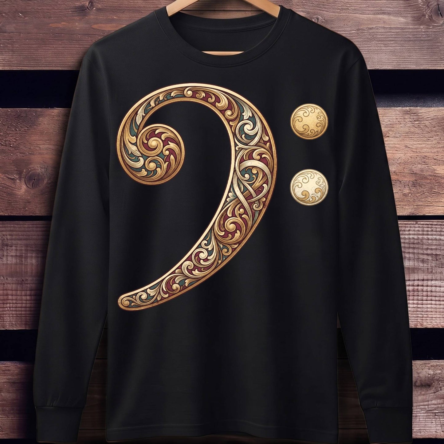 Baroque Bass Clef Artistic Tee - Unisex Standard Long Sleeve
