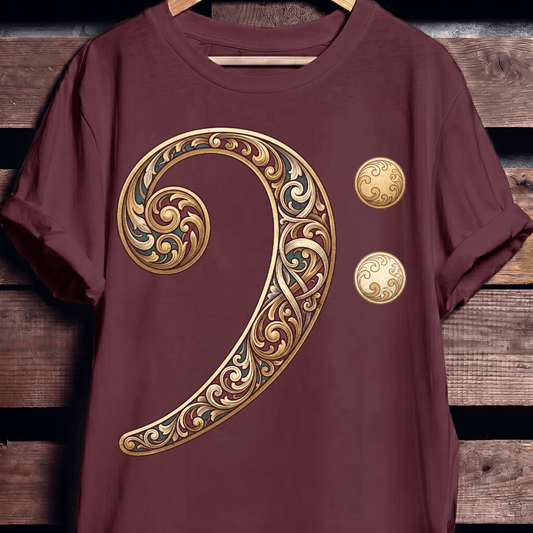 Baroque Bass Clef Artistic Tee - The Music Frontiers