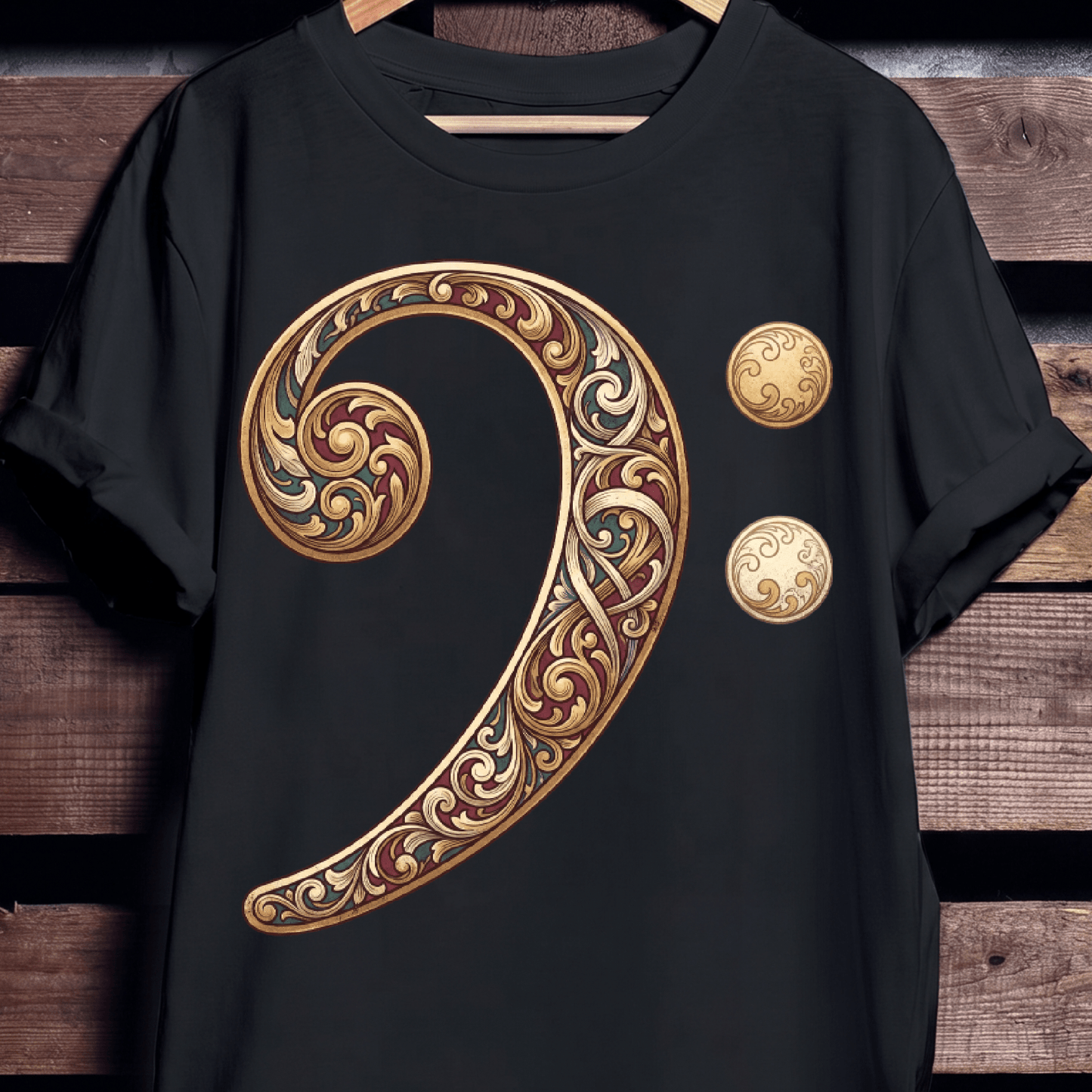 Baroque Bass Clef Artistic Tee - The Music Frontiers