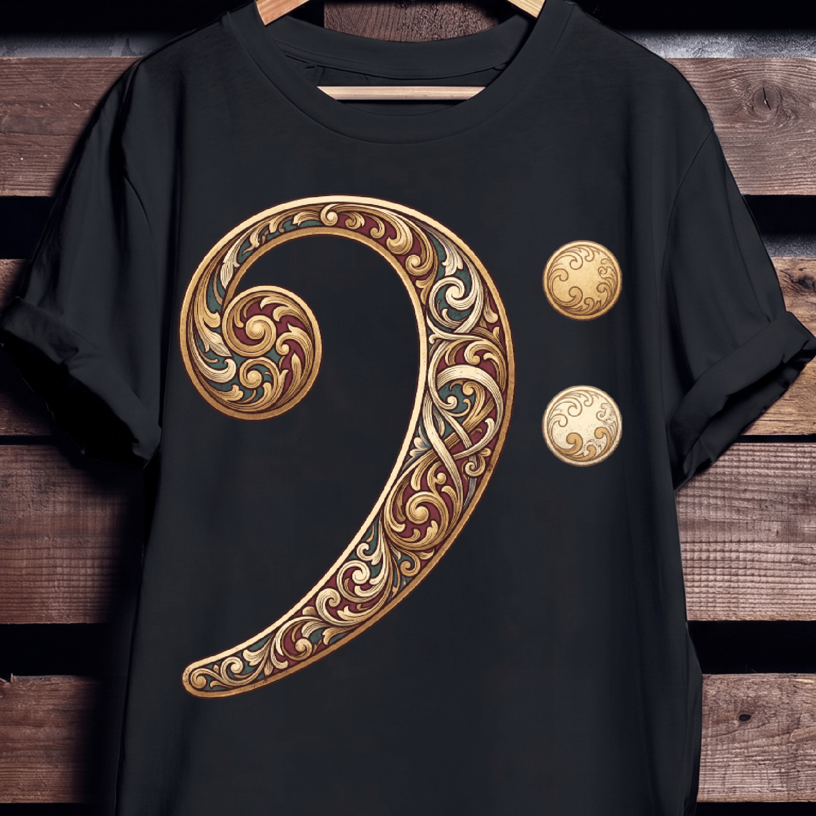Baroque Bass Clef Artistic Tee - The Music Frontiers