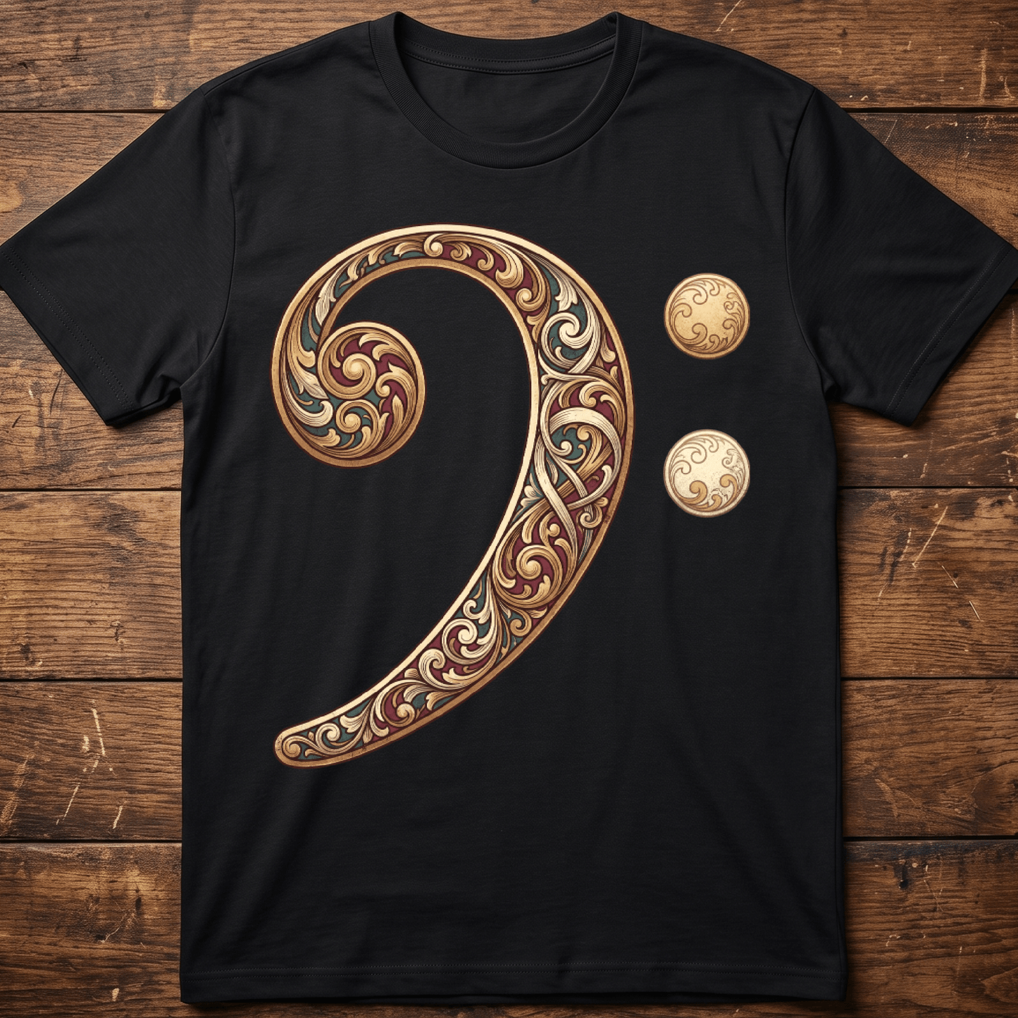 Baroque Bass Clef Artistic Tee - The Music Frontiers