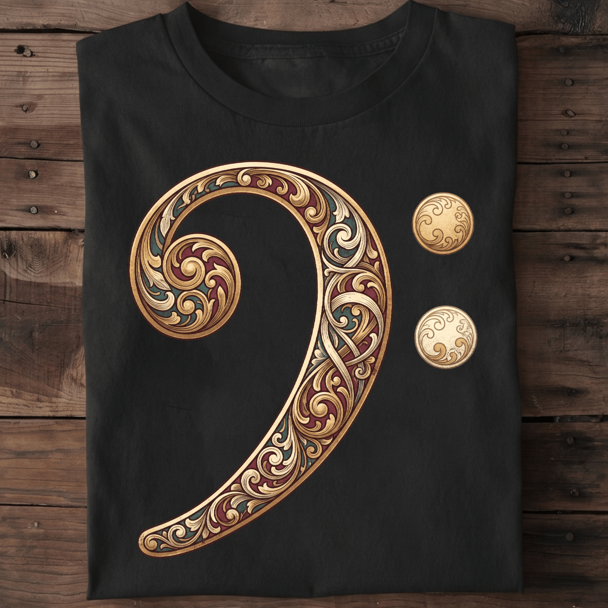 Baroque Bass Clef Artistic Tee - The Music Frontiers