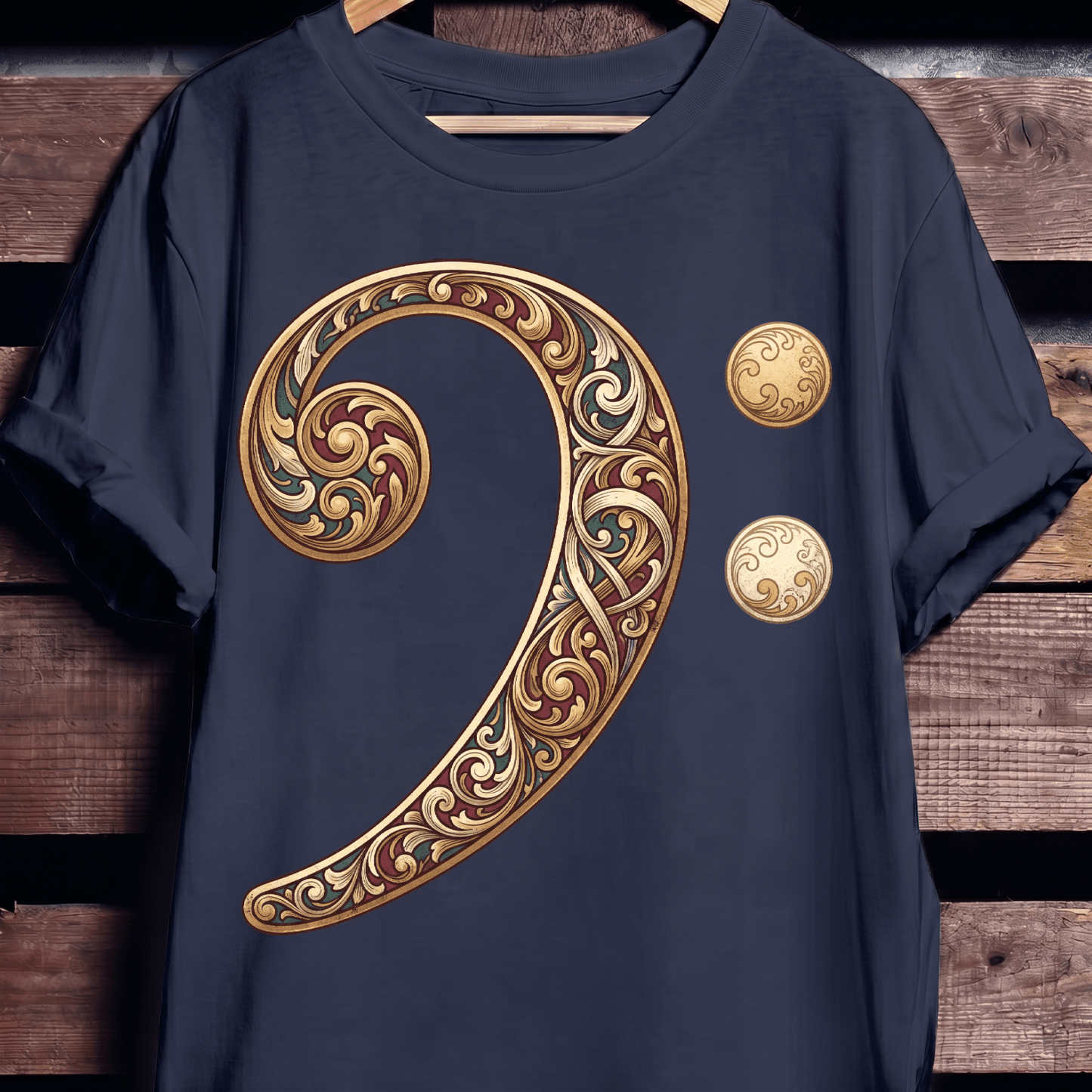 Baroque Bass Clef Artistic Tee - The Music Frontiers