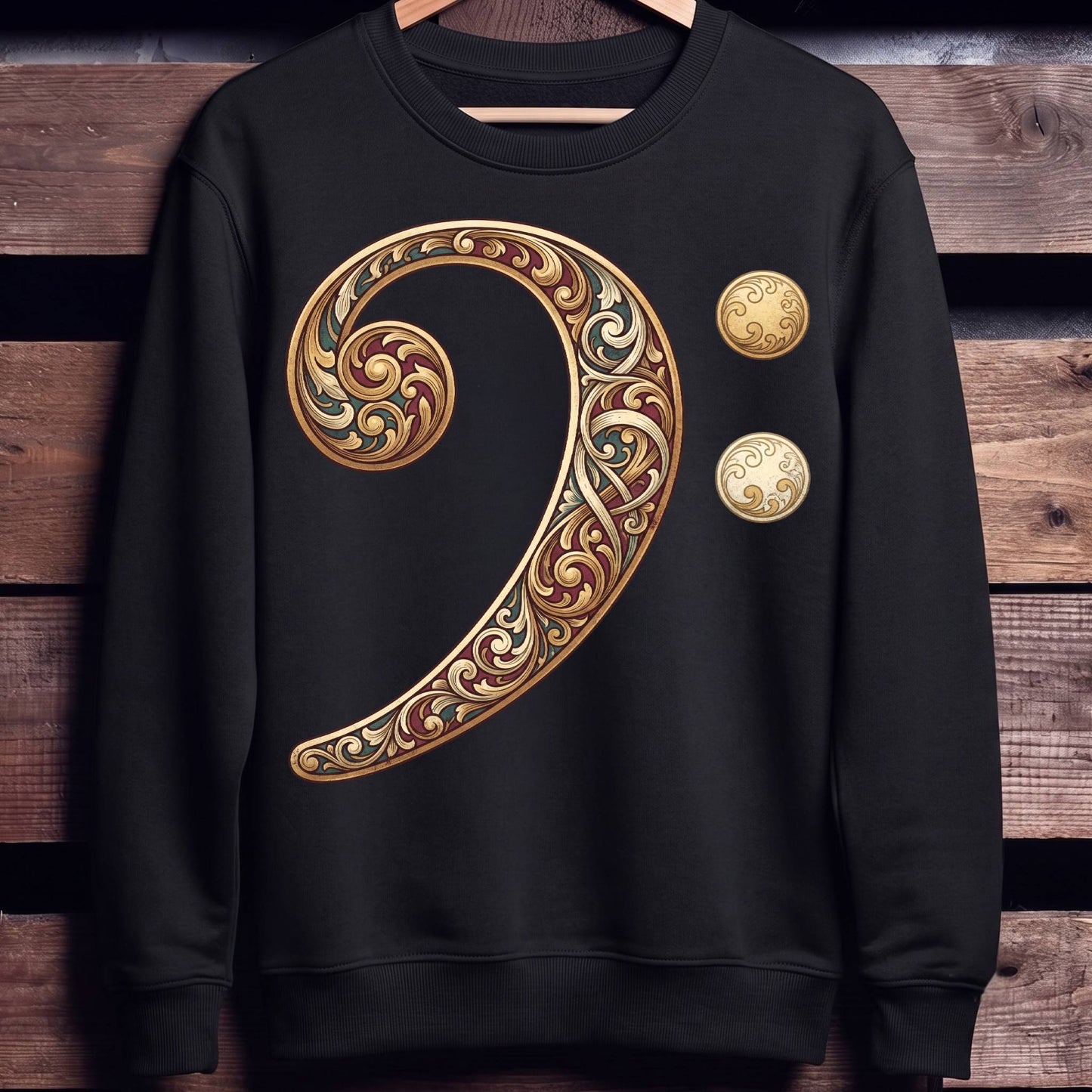 Baroque Bass Clef Artistic Tee - Unisex Standard Crew Neck Sweatshirt