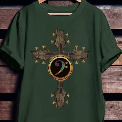 Bass Clef Cross Graphic Tee - The Music Frontiers